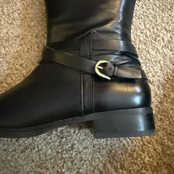 NEW Audrey Brooke Two Tone Leather Riding Boots, Size 7-1/2 Wide Calf - Picture 3 of 11